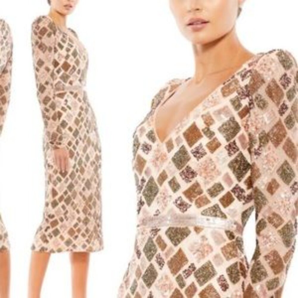 Mac Duggal Multicolor Sequin Midi Dress - Picture 4 of 9